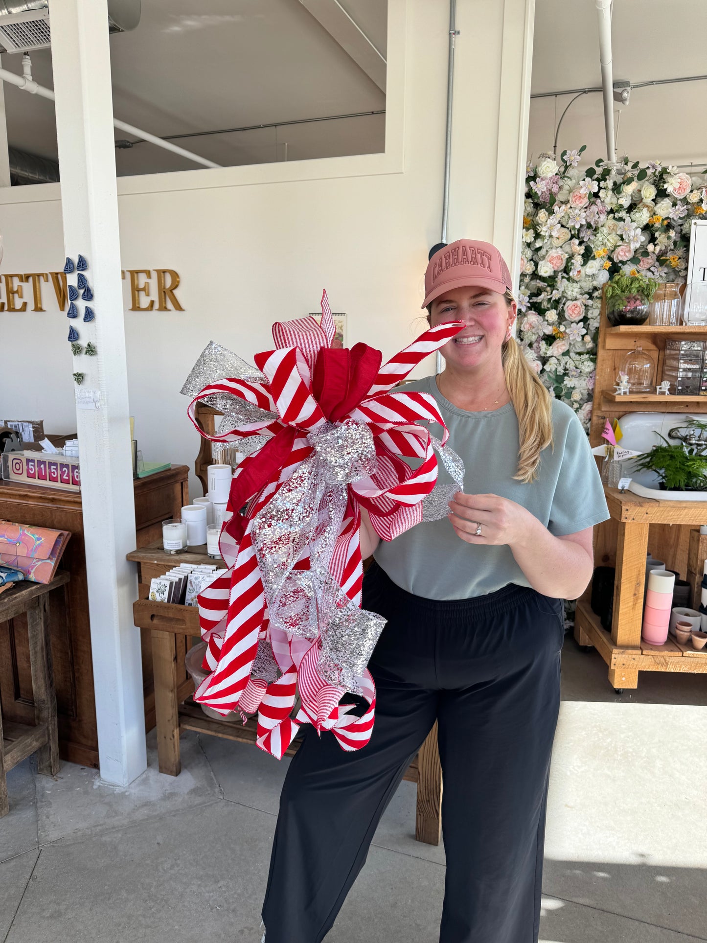 Candy Cane Christmas Bow