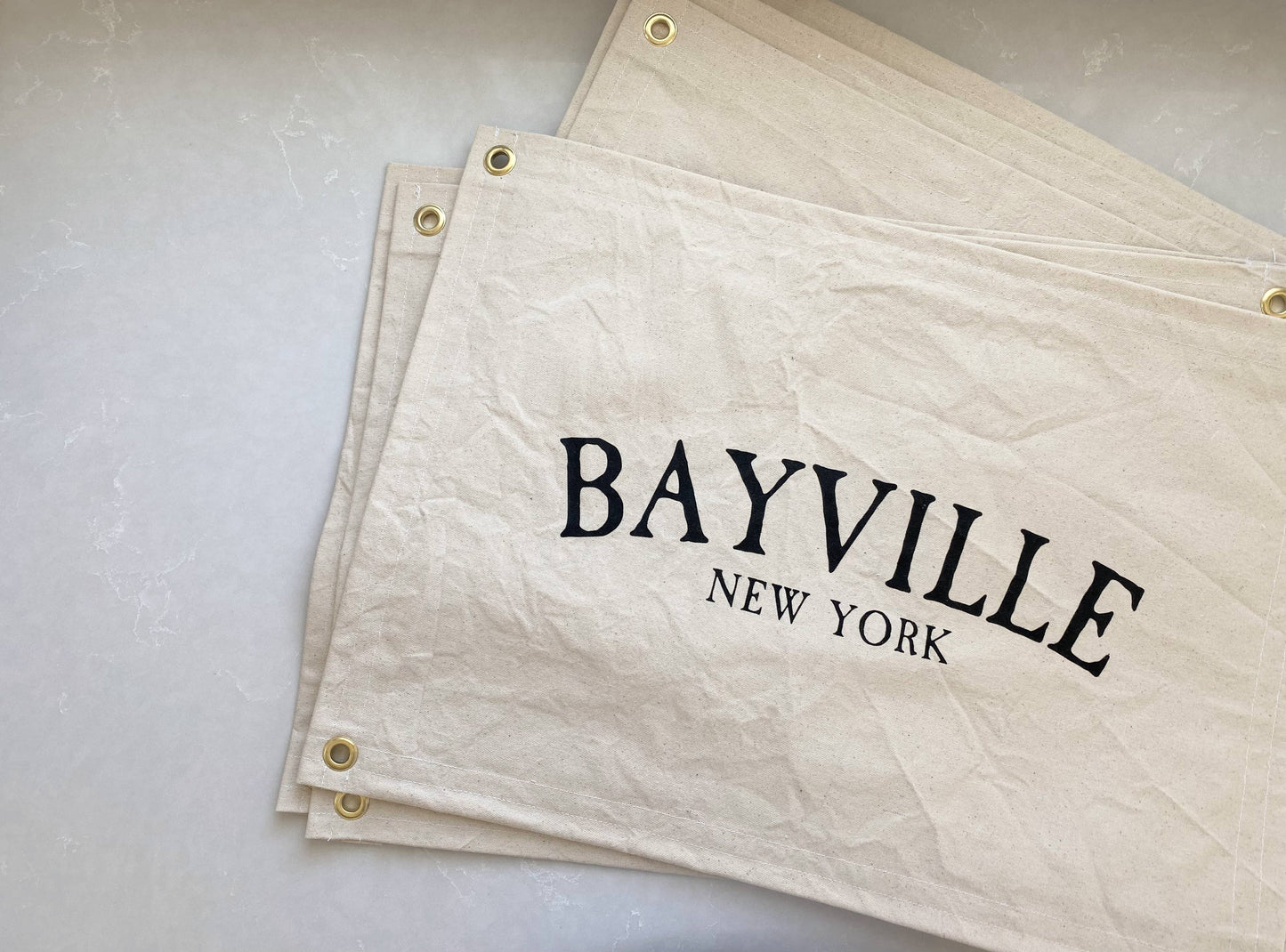 Seagate Studio: Personalized Town Name Canvas Banner Flag with grommets (Walloon Lake)