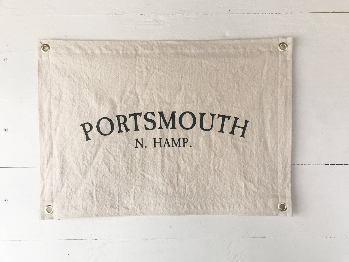 Seagate Studio: Personalized Town Name Canvas Banner Flag with grommets (Walloon Lake)