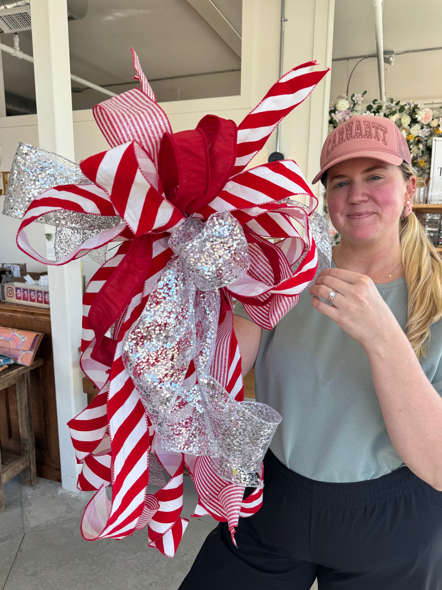 Candy Cane Christmas Bow